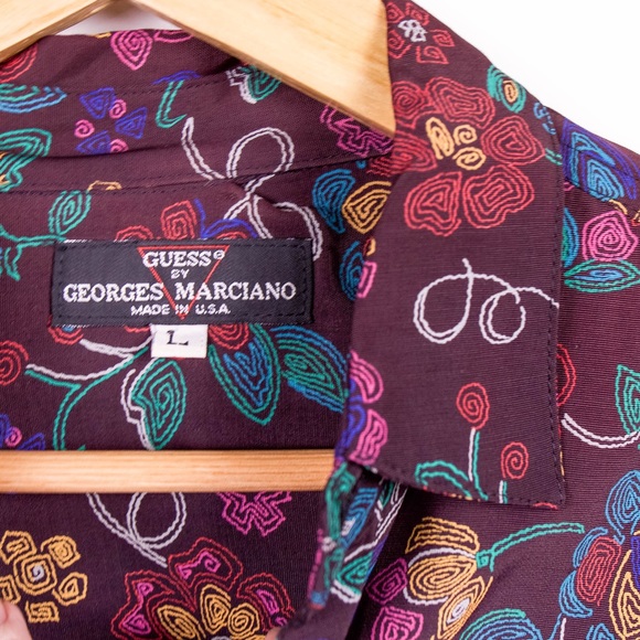 Vintage 80s Guess Marciano floral button down - Picture 6 of 7